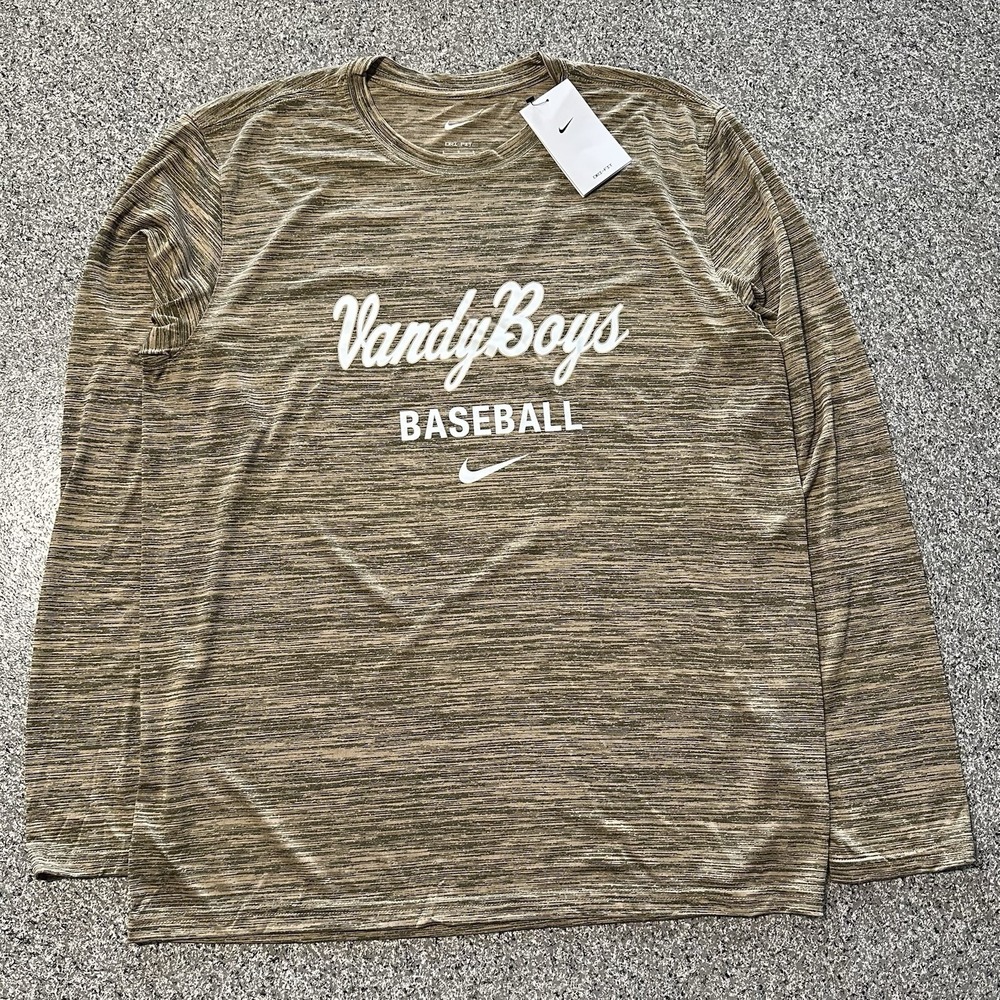 Nike Vanderbilt Commodores Vandy Boys Team Issue Long Sleeve Shirt Mens L